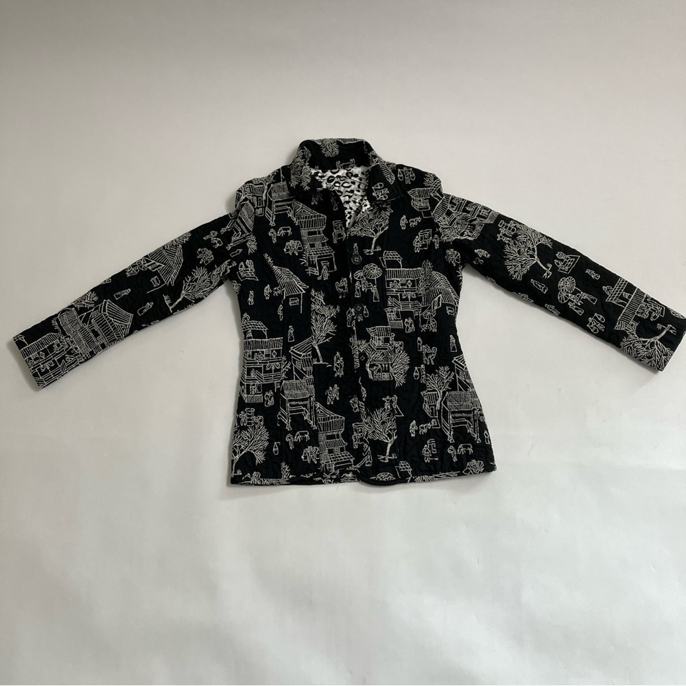 VINTAGE reversible textured and patterned blazer